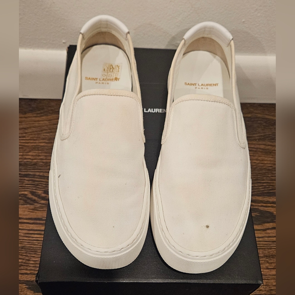 Used Saint Laurent Venice White Slip-On Sneakers